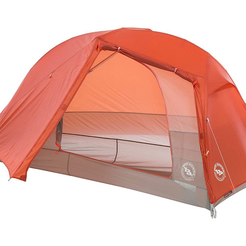 An orange one-person Big Agnes Copper Spur HV UL1.