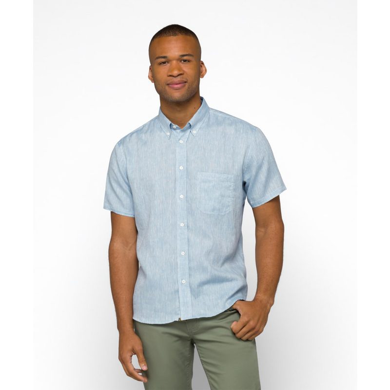 A man wearing a short-sleeved shirt from Billy Reid.