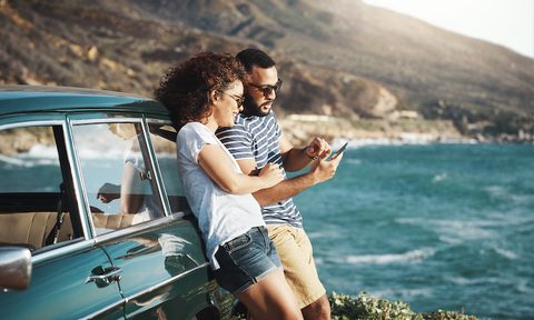 Couple heading out on a road trip