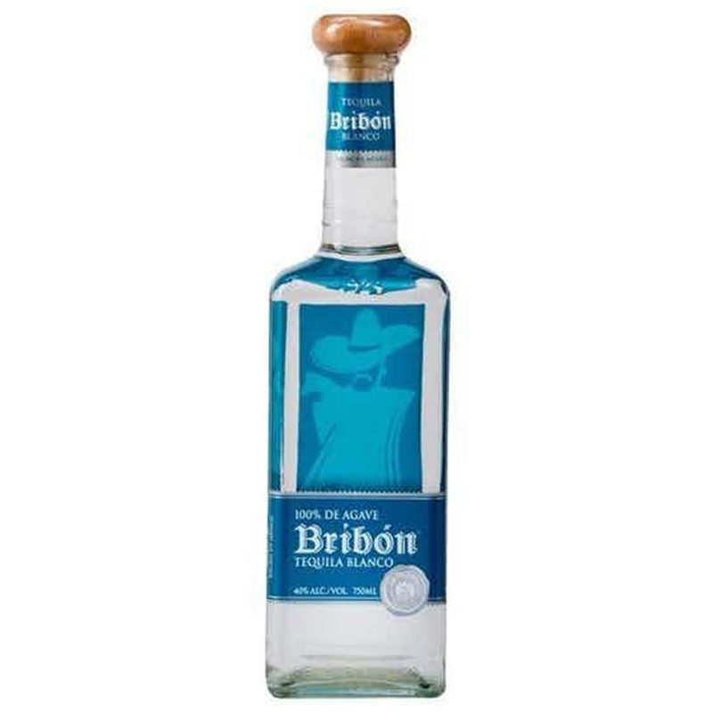 Bribon Blanco Tequila bottle on white background.