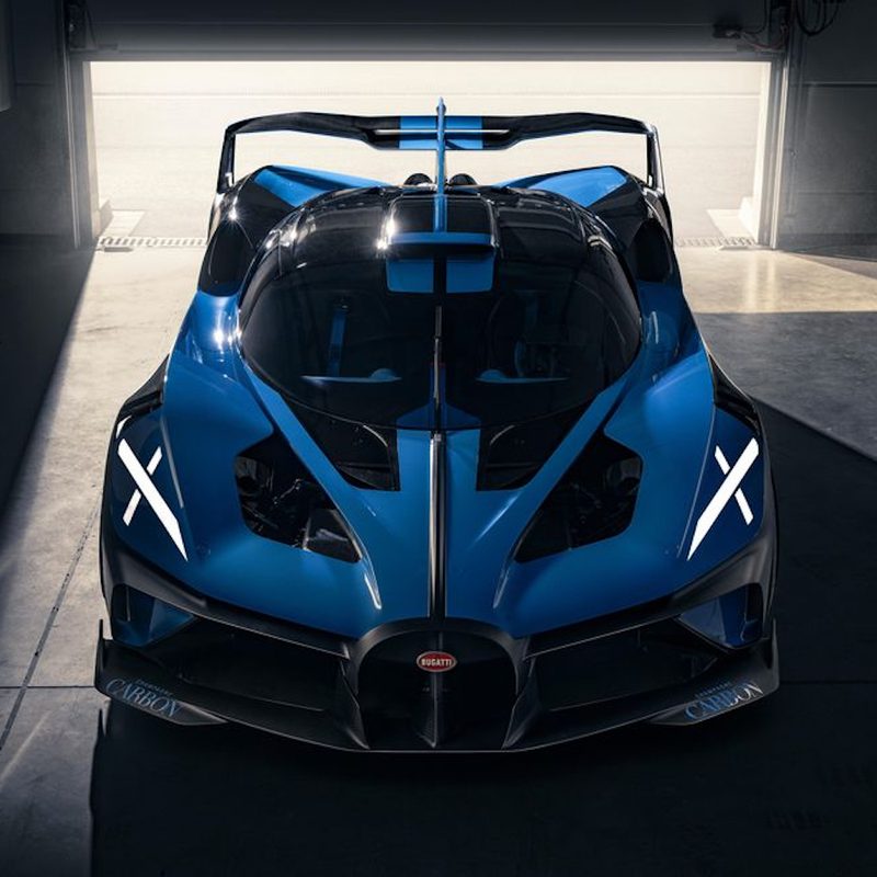 Bugatti Bolide Concept in garage from front..