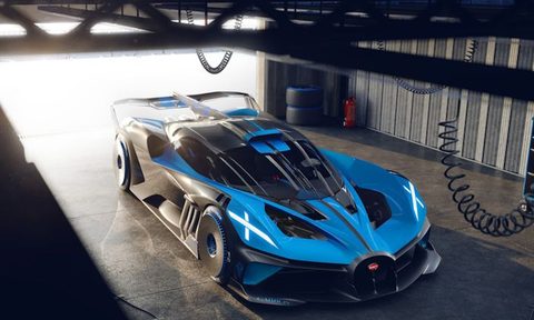 Bugatti Bolide Concept in garage.
