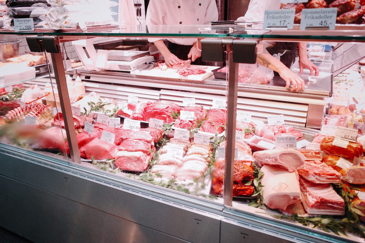 Butcher shop counter in Denmark