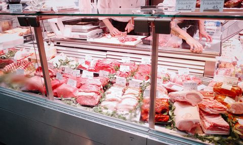 Butcher shop counter in Denmark