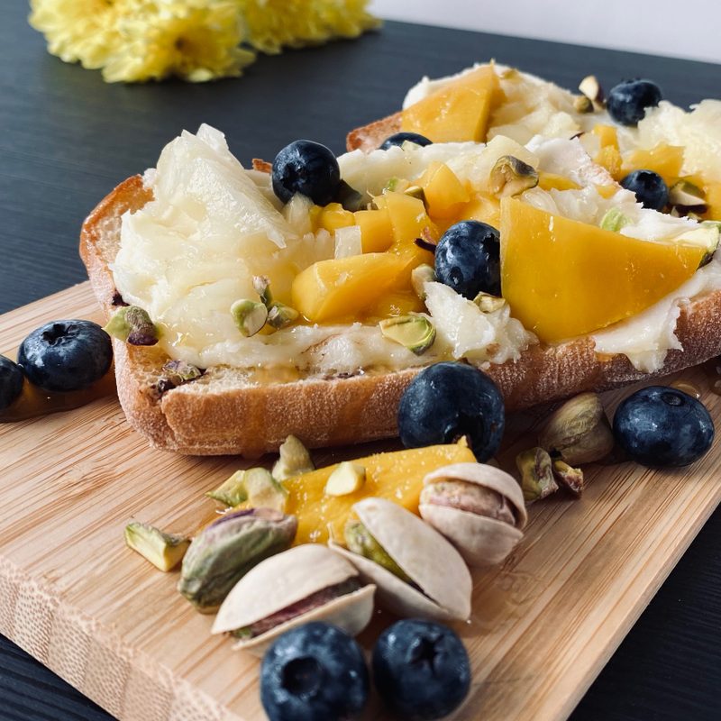 Caramelized Mango and Pineapple Bruschetta by Baked by Claire