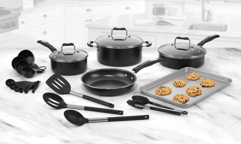 Cuisinart 22-pc cookware set on countertop.