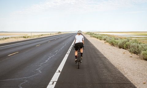Sole cyclist on an open road