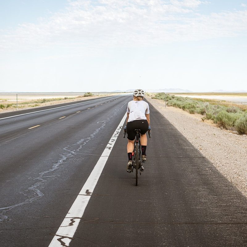 Sole cyclist on an open road