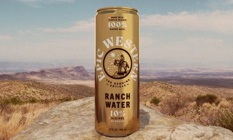 Epic Western Ranch Water can and southwest scene.