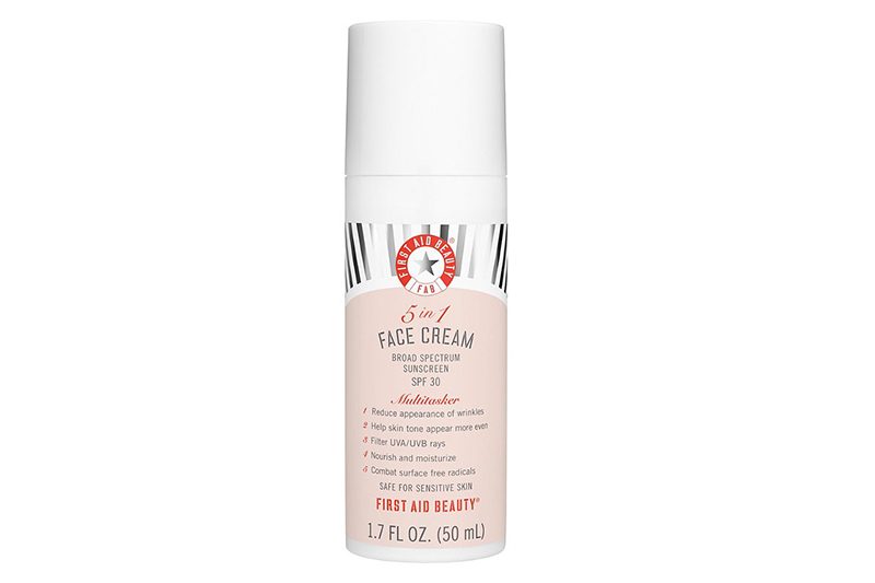 first aid beauty 5 in 1 face cream with sun protection.