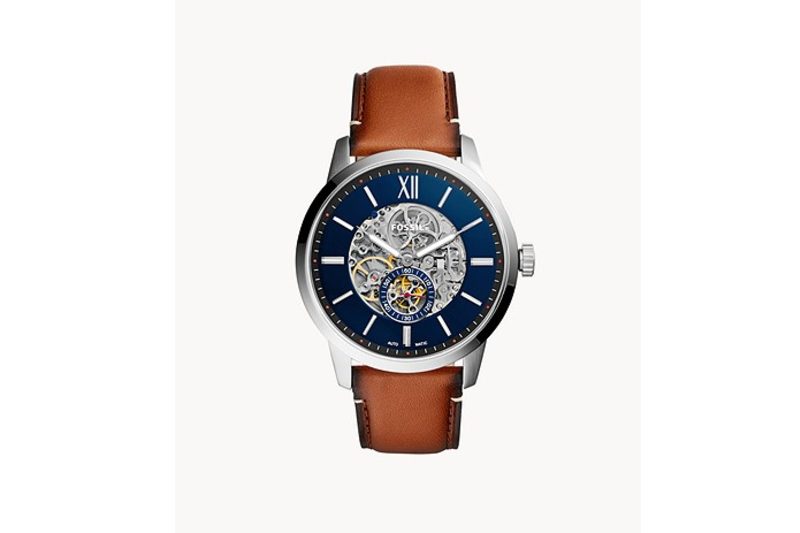 Fossil Townsman Automatic Leather Watch on a white background.