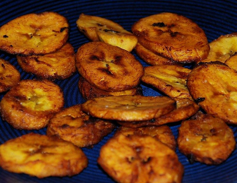 Fried plantains on a plate.