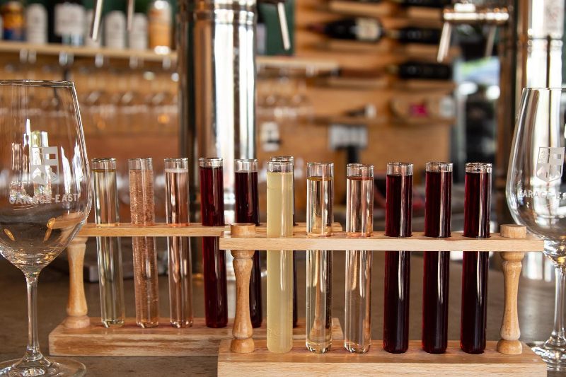 Wine viles from Garage East winery in Phoenix.