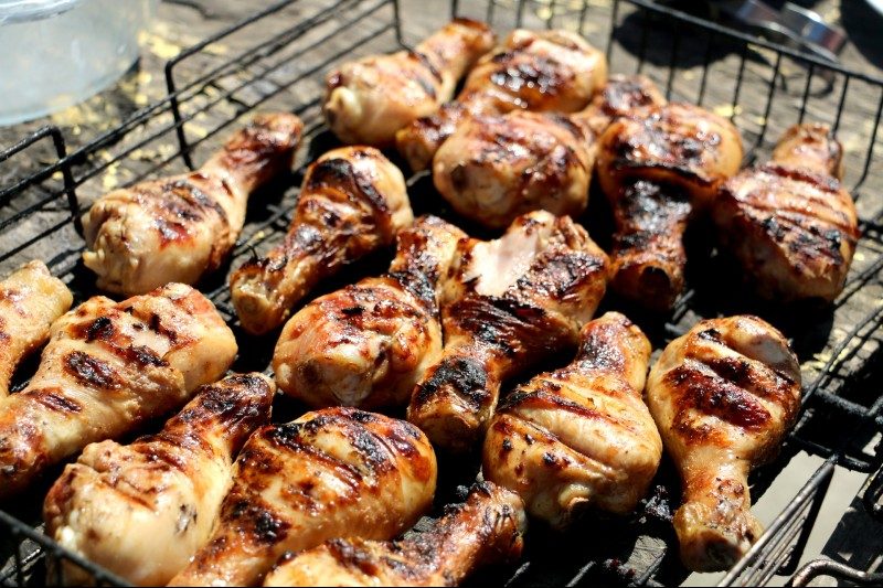 Pieces of grilled chicken.