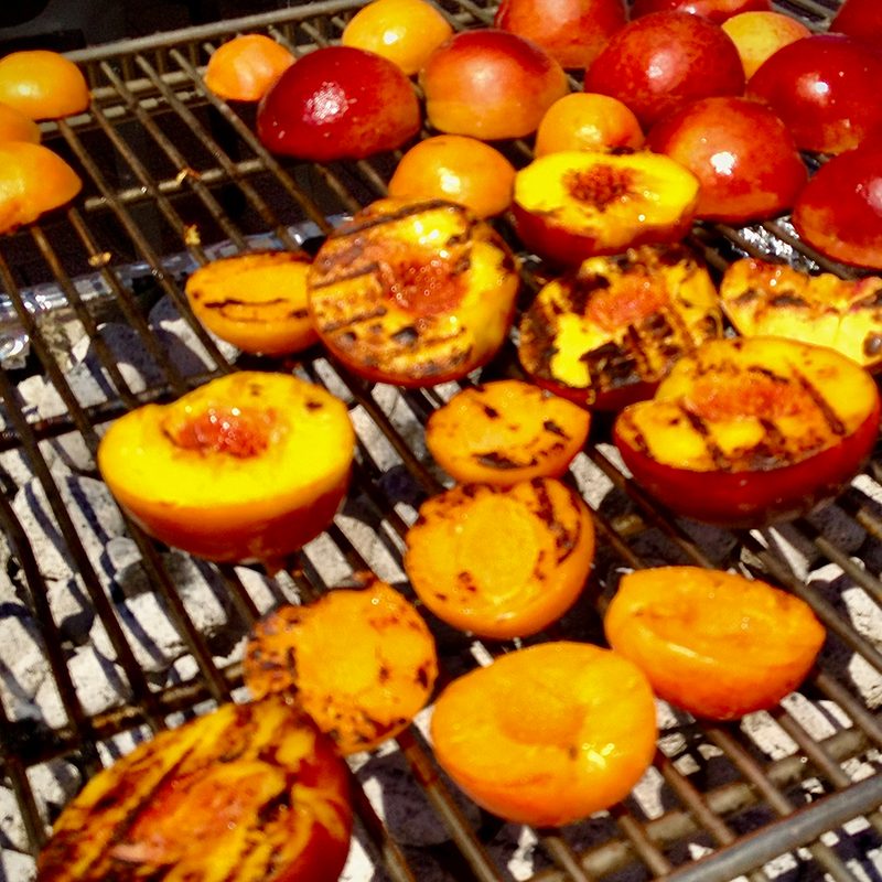 Charcoal grilled stone fruit.