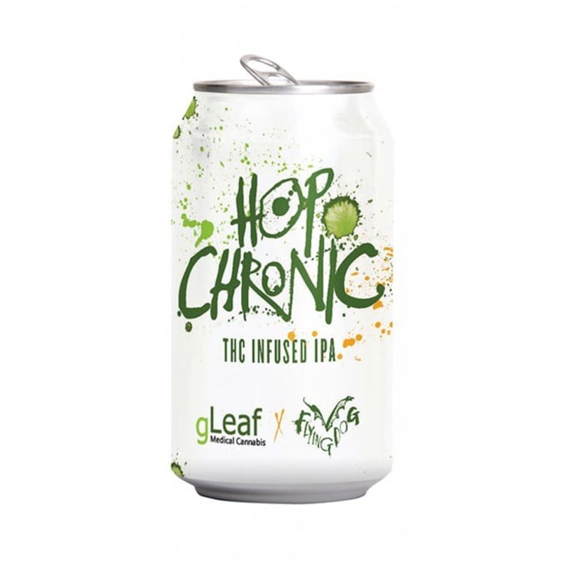 Can of Hop Chronic THC Infused IPA on white background.