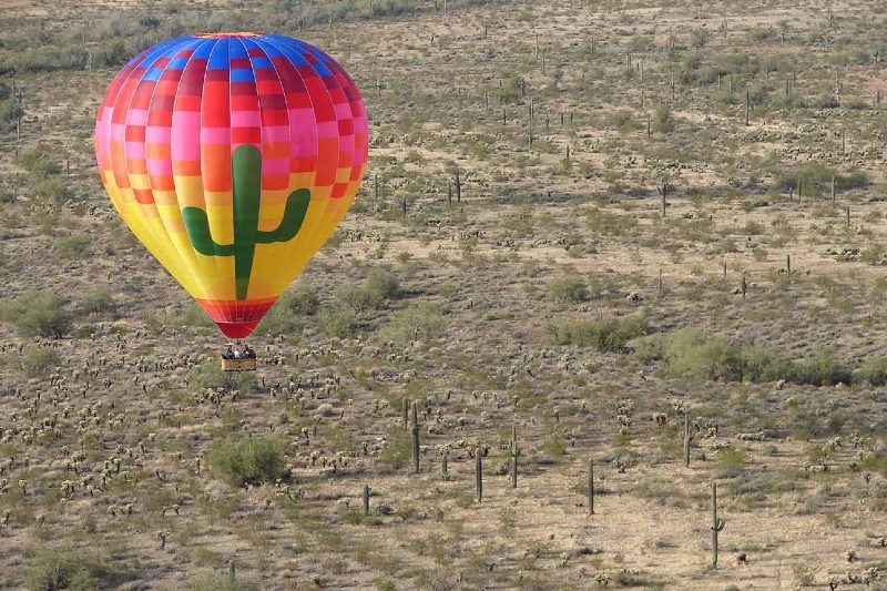 Hot air ballooning over the Sonoran Desert in Phoenix.