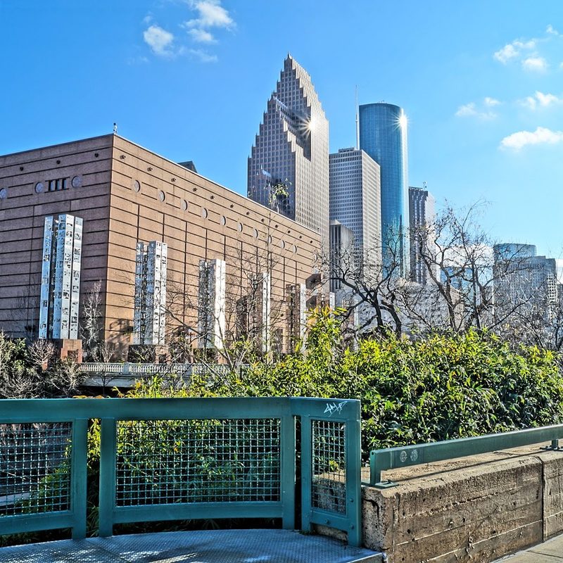 Wiew of downtown Houston from park