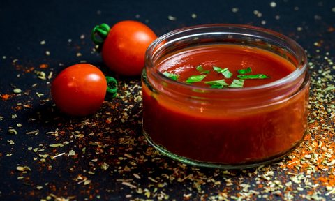 Tomato sauce in a jar.