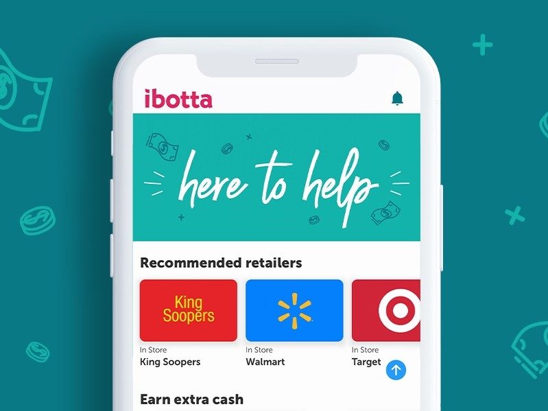 The iBotta mobile app user interface for saving money.