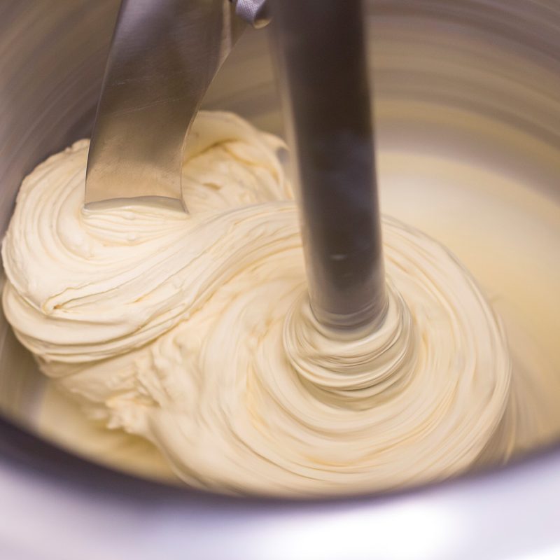 Ice cream making using a machine.