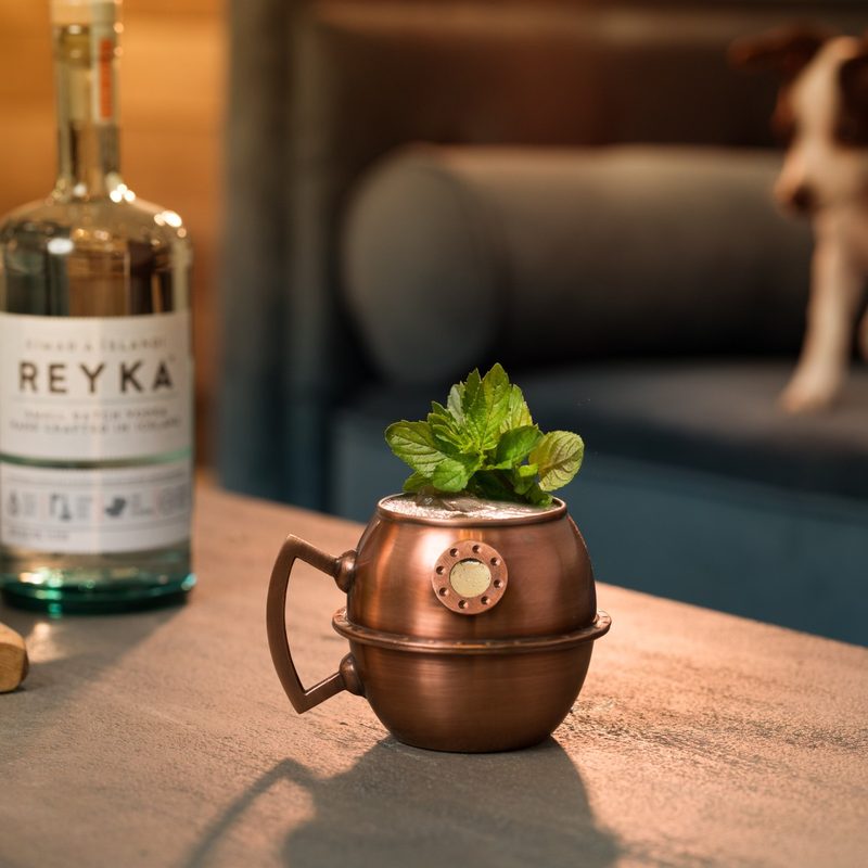 Icelandic Mule cocktail on a table