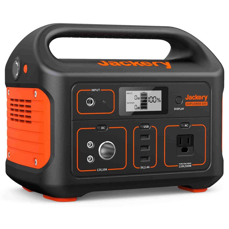 Jackery Explorer 500 Portable Power Bank with a 500W capacity.