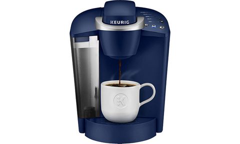 Keurig K-Classic Single Serve K-Cup Pod Coffee Maker in blue on a white background.