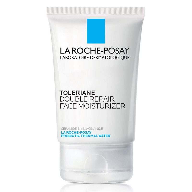 A tube of La Roche-Posay Toleriane Double Repair Face Moisturizer on white background.