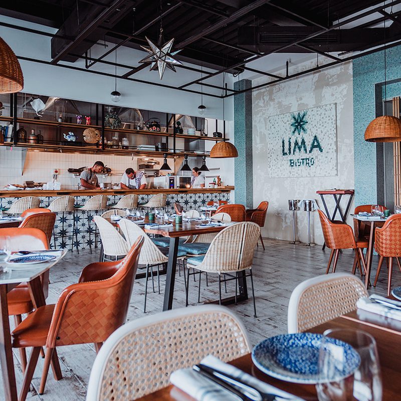 Dining room of Peruvian restaurant Lima Bistro in Aruba.