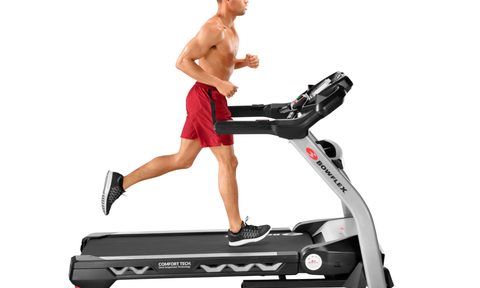 Man running on Bowflex BXT216 Treadmill.