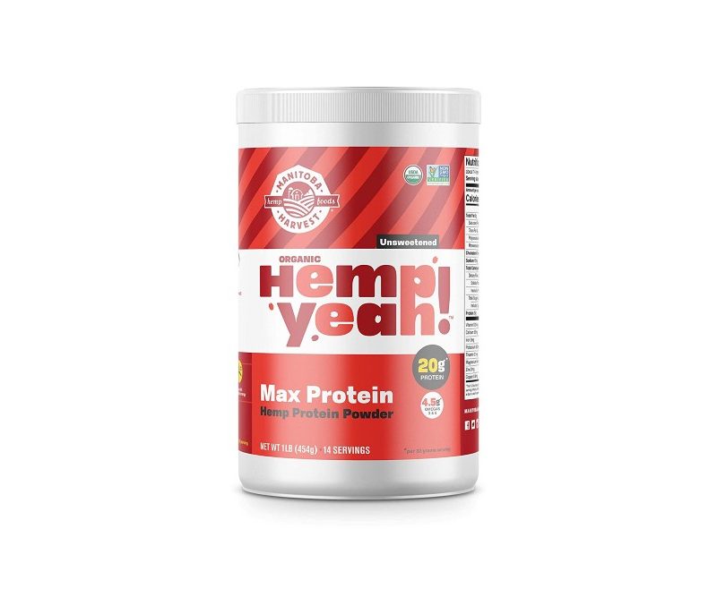 Manitoba Harvest Hemp Yeah! Organic Max Protein Powder is unsweetened and has 20 grams worth of protein.
