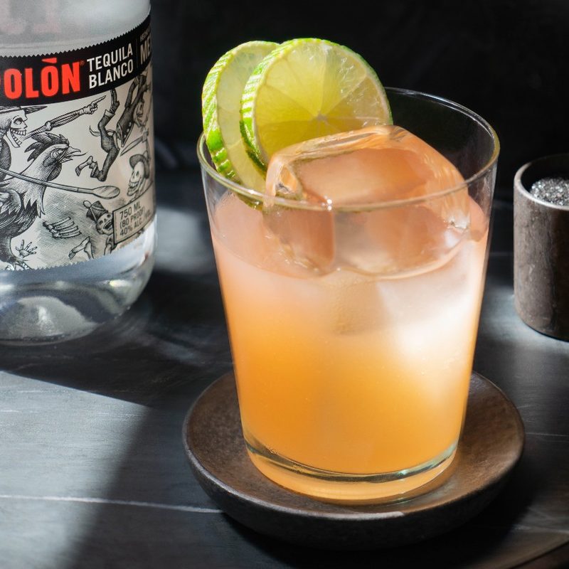 Marigold Margarita with bottle.