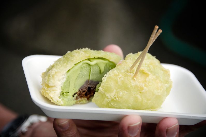 Matcha Fried Ice Cream with tempura batter.