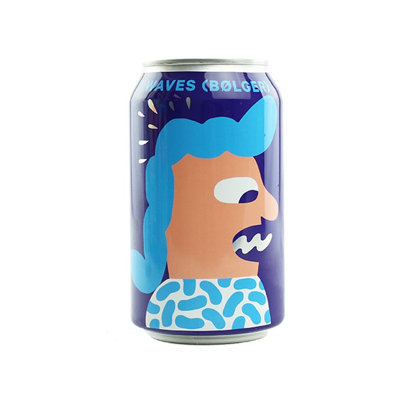 A can of Mikkeller Waves American IPA on white background.