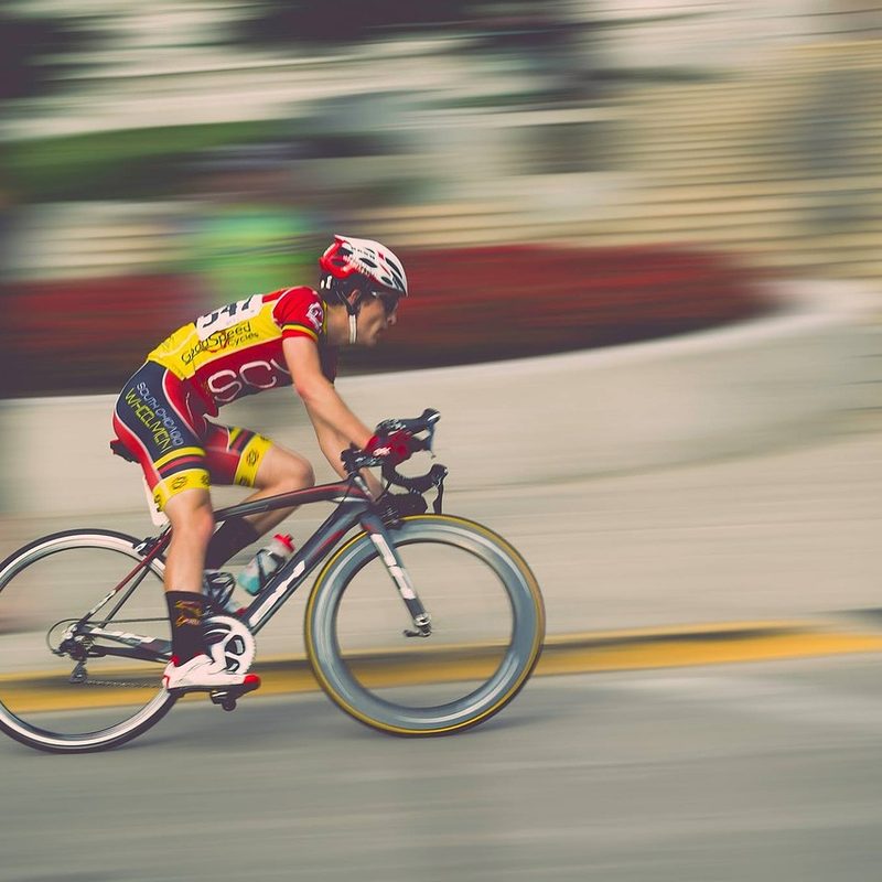 Person riding a bike fast
