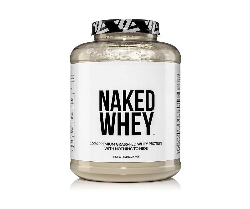 Naked Whey is an unflavored protein powder with only one ingredient: grass fed pure whey protein.