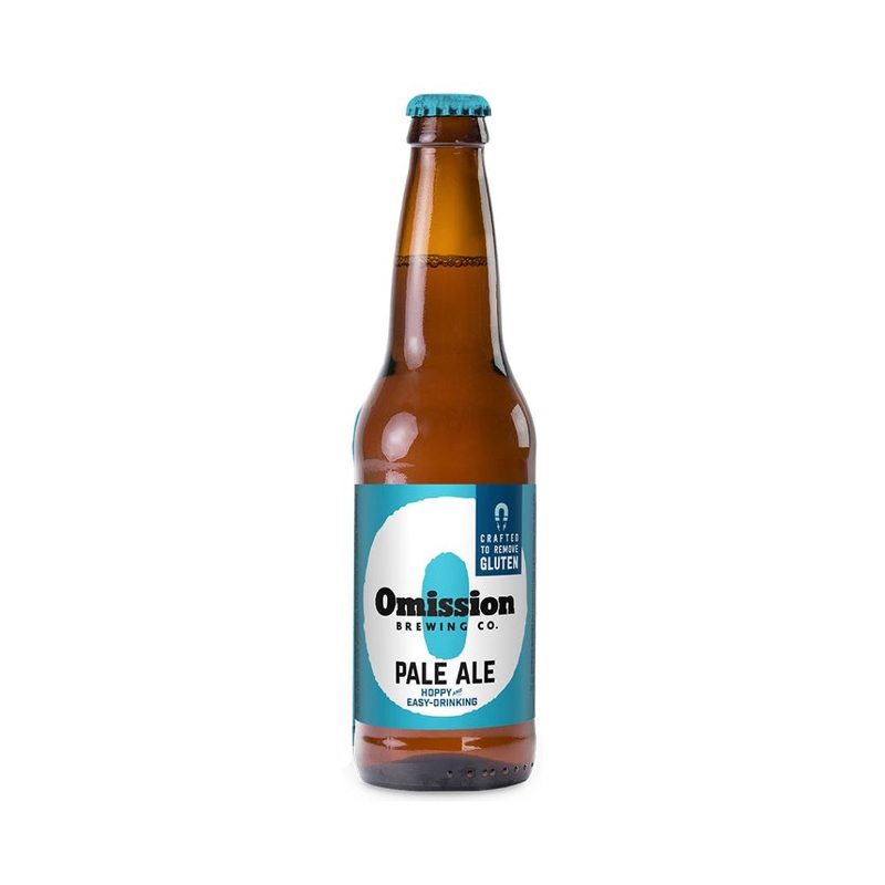 Omission Pale Ale gluten-free beer bottle.