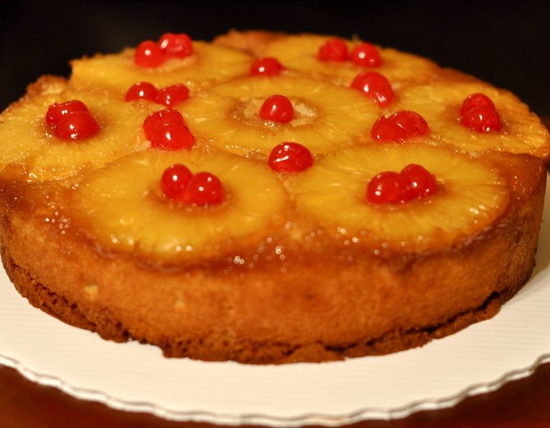 Pineapple Upside-Down Cake on a plate.