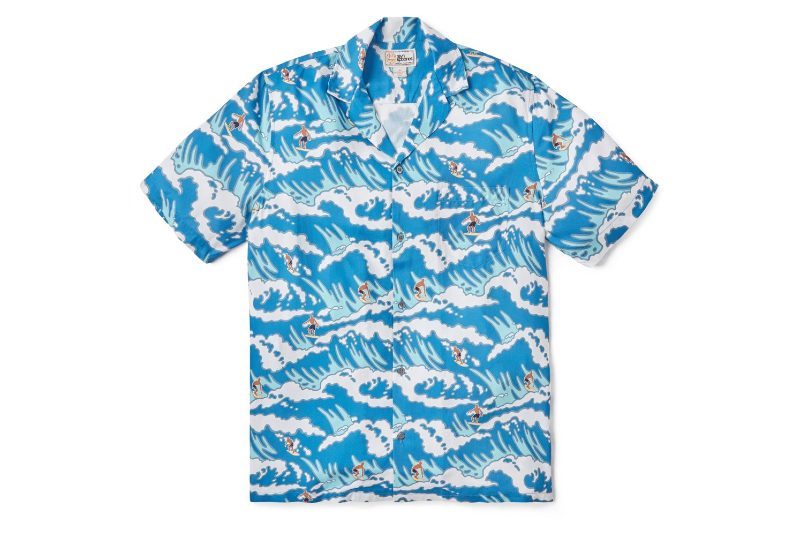 A dark blue Hawaiian shirt from Reyn Spooner.
