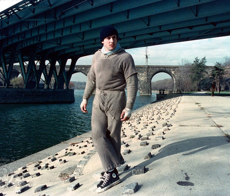 Rocky working out outside