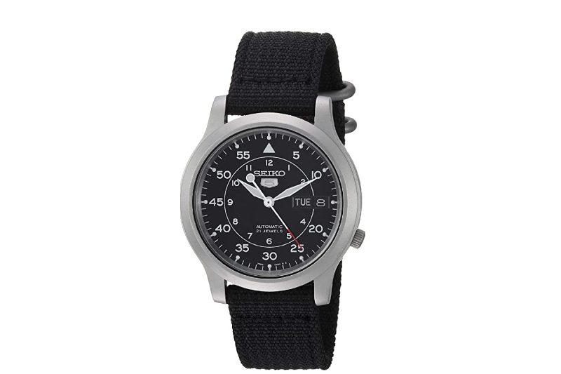 SEIKO Automatic Canvas Strap Watch on a white background.