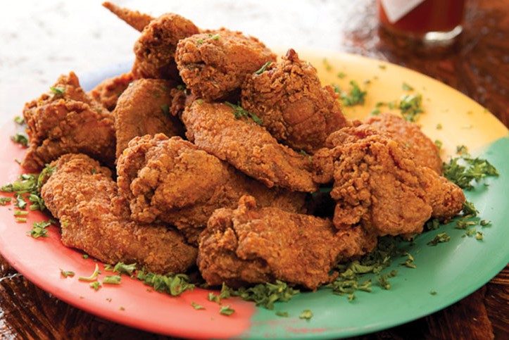 A platter of The Breakfast Klub chicken wings.