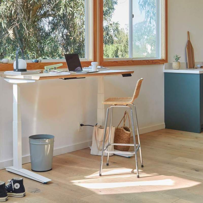 The standing desk with OLED handset.