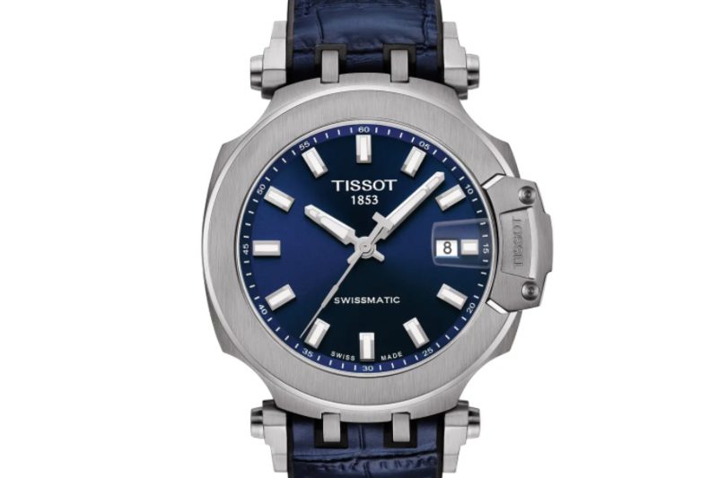 Tissot T-Sport Automatic Leather Strap Watch on a white background.