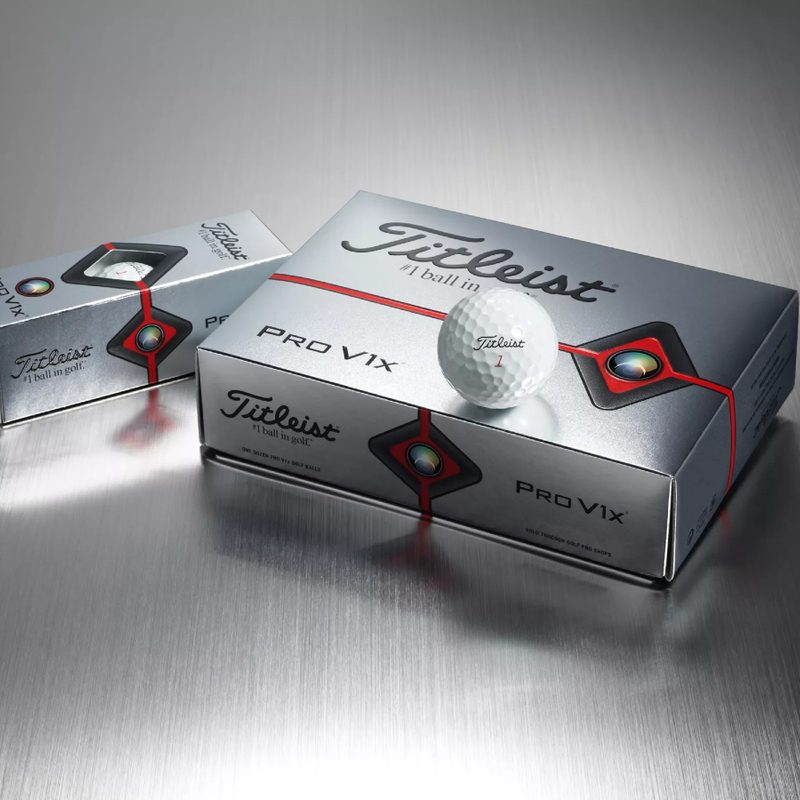 A box of Titleist Pro V1x golf balls.