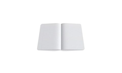 Tru Red Composition Notebook open and on a white background.