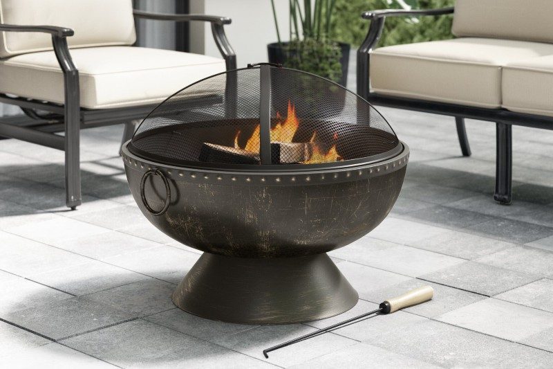 kettle shaped steel fire pit.