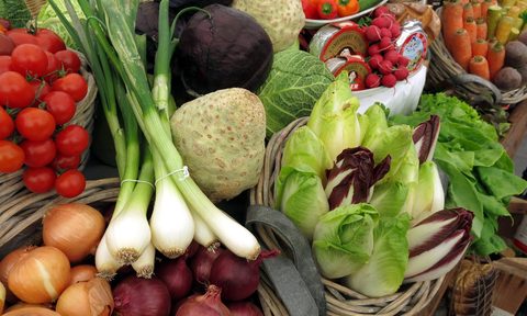 Assorted vegetables sold at a market.