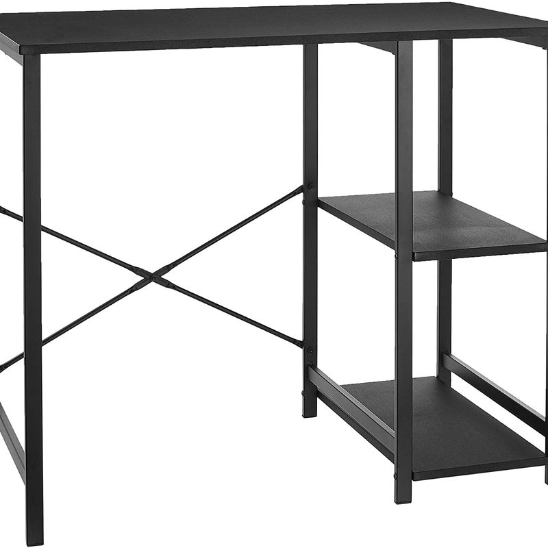 Amazon Basics Classic, Home Office Computer Desk With Shelves in black.